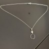 Collier argent massif 925/000 rhodié pendentif anneau sur fine chaine 