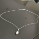 Collier argent massif 925/000 pendentif goutte blanche nacrée