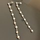 Boucles d'oreilles argent 925/000 pendantes chainettes perles de culture