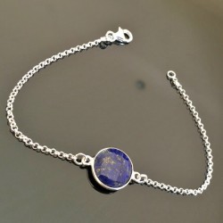 Bracelet argent massif 925/000 pierre naturelle lapis lazuli