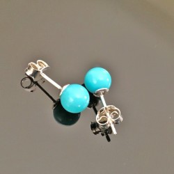 Boucles d'oreilles argent 925 clous perles nacre de coquillage turquoise