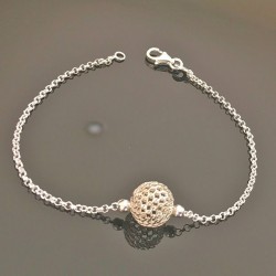 Bracelet argent massif 925/000 boule filigranée