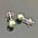 Clous d'oreilles perles nacrées swarovski vert irisé et argent 925/000