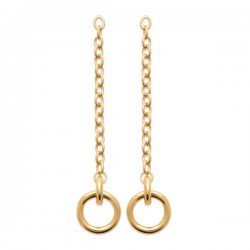 Boucles d'oreilles Plaqué Or 18 carats pendantes chainettes anneaux