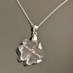 Collier pendentif trèfle cristal swarovski et argent 925/000 sur chaine 