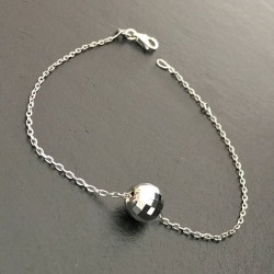 Bracelet argent 925 rhodié boule facettée 8 mm