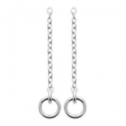 Boucles d'oreilles argent massif 925/000 pendantes chainettes anneaux