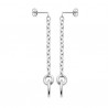 Boucles d'oreilles argent massif 925/000 pendantes chainettes anneaux