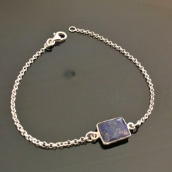 Bracelet argent massif 925/000 pierre naturelle lapis lazuli