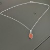 Collier argent 925/000 pendentif pierre naturelle cornaline sur chaine