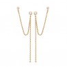 Boucles d'oreilles double chaine en plaqué or 18 carats et zirconium