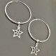 Boucles d'oreilles créoles argent 925/000 pendantes étoiles