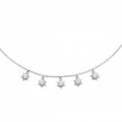 Collier argent massif 925/000 rhodié pampilles étoiles zirconium