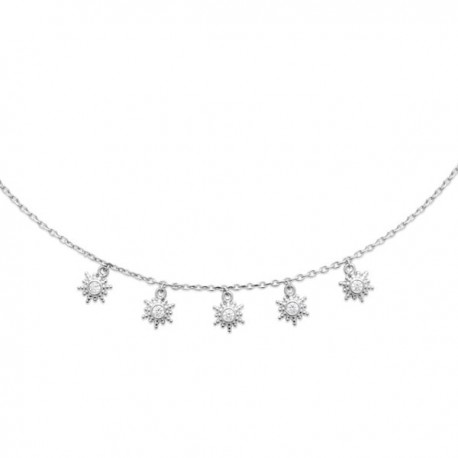 Collier argent massif 925/000 rhodié pampilles étoiles zirconium