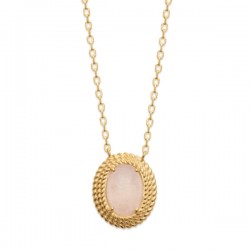 Collier Plaqué Or 18 carats pierre naturelle quartz rose