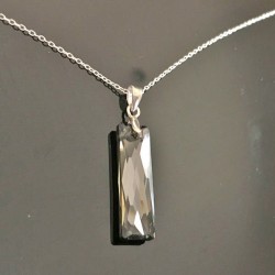 Collier argent 925/000 pendentif barre cristal autrichien nuit d'argent 