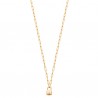 Collier Plaqué Or 18 carats et zirconium pendentif petit cadenas 