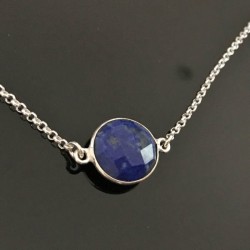 Collier argent massif 925/000 pierre naturelle lapis lazuli