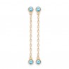 Boucles d'oreilles chainettes Plaqué Or 18 carats pierres bleues