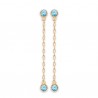 Boucles d'oreilles chainettes Plaqué Or 18 carats pierres bleues