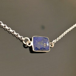 Collier argent massif 925/000 pierre naturelle lapis lazuli