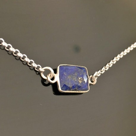 Collier argent massif 925/000 pierre naturelle lapis lazuli