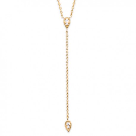 Collier Y Plaqué Or 18 carats gouttes zirconium