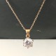 Collier pendentif solitaire zirconium rond griffé en plaqué or 18 carats 