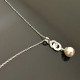 Collier argent 925/000 pendentif anneaux entrelacés perle nacrée sur chaine