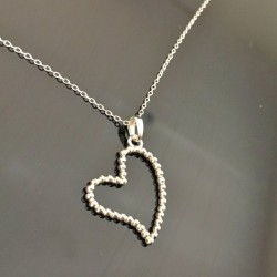 Collier pendentif coeur en argent 925/000 effet perle sur fine chaine