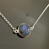 Collier argent massif 925/000 pierre labradorite naturelle