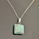 Collier pendentif pierre turquoise naturelle sur chaine argent massif 925/000