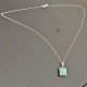 Collier pendentif pierre turquoise naturelle sur chaine argent massif 925/000