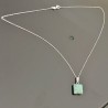 Collier pendentif pierre turquoise naturelle sur chaine argent massif 925/000