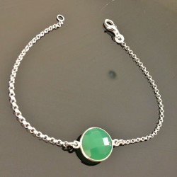 Bracelet argent massif 925/000 pierre naturelle chrysoprase