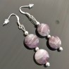 Boucles d'oreilles argent 925/000 pendantes pierres améthystes naturelles