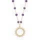 Collier Plaqué Or 18 carats soleil pierres naturelles amethyste