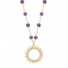 Collier Plaqué Or 18 carats soleil pierres naturelles amethyste