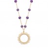 Collier Plaqué Or 18 carats soleil pierres naturelles amethyste