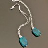 Boucles d'oreilles argent 925/000 chainettes pierre naturelle chrysocolle