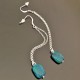 Boucles d'oreilles argent 925/000 chainettes pierre naturelle chrysocolle