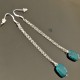 Boucles d'oreilles argent 925/000 chainettes pierre naturelle chrysocolle