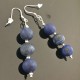 Boucles d'oreilles argent 925/000 pendantes pierres lapis lazuli givré