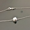 Collier ras de cou argent 925/000 pendentif boule sur fine chaine 