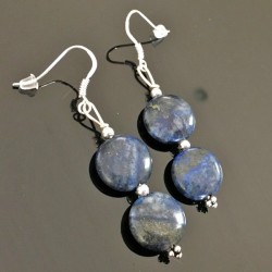 Boucles d'oreilles argent 925/000 pendantes pierres lapis lazuli