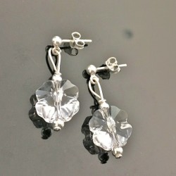 Boucles d'oreilles argent 925/000 pendantes trèfles cristal Autrichien