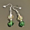 Boucles d'oreilles argent 925/000 pendantes cristal vert 2 tons