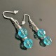 Boucles d'oreilles argent 925/000 pendantes perles cristal turquoise