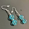 Boucles d'oreilles argent 925/000 pendantes perles cristal turquoise