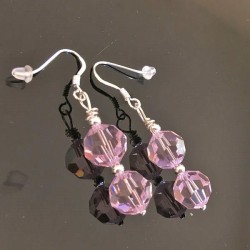 Boucles d'oreilles argent 925/000 pendantes perles cristal rose